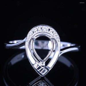 Cluster Rings Helon 7x5 мм груша Cut Solid 14k Au585 Белое золото натуральные бриллианты