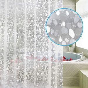 Shower Curtains 1PC 3D Shower Curtain Waterproof Mildew EVA Bath Curtains Modern Cobblestone Pattern Translucent Bathroom Curtain With Hooks 230323