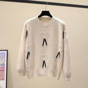 Kadın Sweaters Pullover Sonbahar ve Kış Boncuklu Kazak Gevşek Moda Koreli Versiyon Vahşi Set Head Age Bating