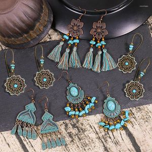 Dangle Earrings Vintage Bohemian Hang Drop Earring For Women Fashion Exaggeration Long Tassel Flower Retro Geometric Ear Jewelry