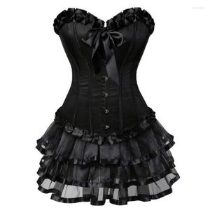 Bustiers Corsets Sexy Bustier для женщин плюс размер костюм Lolita Overbust Burlesque Corset и юбка набор для корсея готические платья