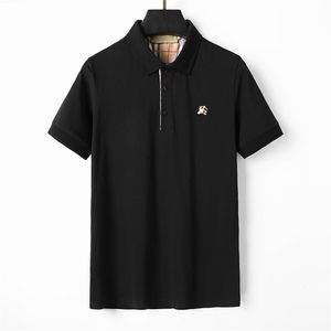 Tasarımcı lüks erkek polo gömlek siyah ve beyaz bej T-shirt ekose şerit marka moda iş rahat kısa kollu %100 pamuk premium nefes alabilen ince fit3XL