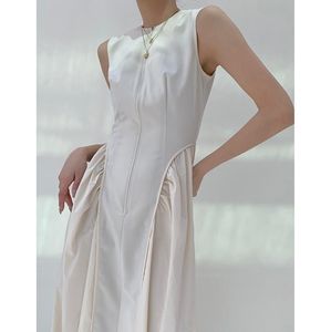 Empire Waist Sleeveless White Black Summer Dress for Women