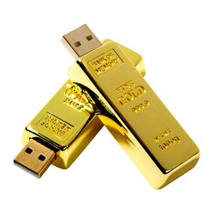 Metal Golden USB -флэш -накопители 16 ГБ 32 ГБ 64 ГБ 128 ГБ USB 2,0 Печка