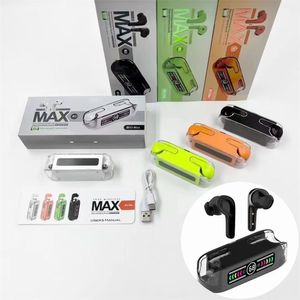M12 MAX Kablosuz Kulaklıklar Şeffaf Dijital Ekran TWS Bluetooth 5.3 Kulaklık Dokunma Kontrol Spor Kulağı Stereo Kulaklıklar Cep Telefonu için Android iPhone