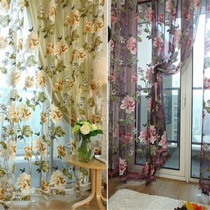 Perde lüks zarif romantik çiçek işlemeli Çin kumaş tül şefi 3d pencere ev yatak odası oturma odası el malzemeleri