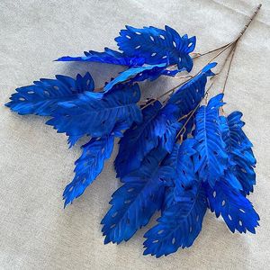 Dekoratif Çiçekler Yapay Bitkiler İpek Yapraklar Mavi Düğün Dekorasyonu Simüle Çiçek Düzenlemesi Buket Renkli Sahte Bitki Yaprağı Eve