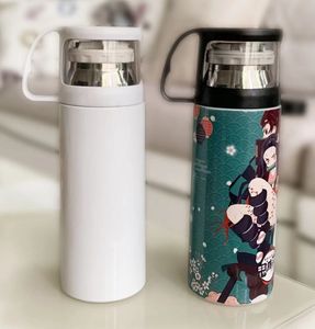 Sublimasyon Tumblers 12oz 17 oz Şeffaf tutamak ile düz, paslanmaz çelik çift duvarlı yalıtılmış vakum diy fotoğrafı bardak su şişesi toptan fy5700