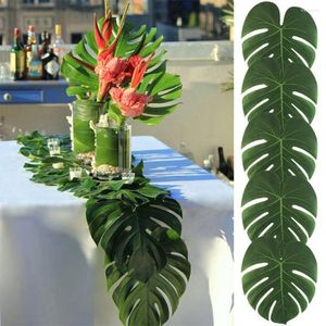 Fiori Decorativi Grandi Foglie di Palma Tropicali Artificiali Tovaglietta per Festa di Compleanno BBQ a Tema Jungle Beach-35x29cm
