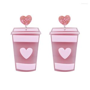 Dangle Earrings  Chandelier Fashion Pink Heart Cup Acrylic For Women Lovely Korean Glitter Peach Long Party Jewelry GiftsDangle Mill22