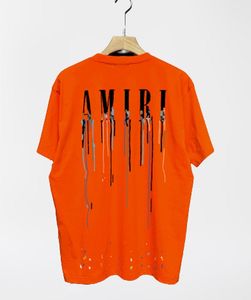 2023SS Erkek Tişört Tasarımcı Tişörtlü Erkek Kadınlar Büyük Boy Tişört Baskı Moda Adam Pamuk Kısa Kollu Lüks Hip Hop Sokak Giyim Gömlekleri Turuncu Renk XXL
