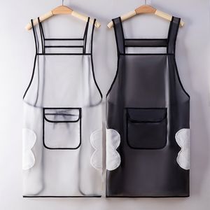 Aprons Kitchen Apron Waterproof Transparent Ladies Men Home Aprons Wipeable Oil Resistant Baking Accessories BBQ Restaurant Cafe Aprons 230324