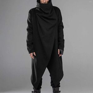 Erkek Ceketler Mens Party Street Trend Cosplay Cloak Yüksek Yakalı Kişilik Düz Renk Koyu Stil Düğmesi Rüzgar Cape