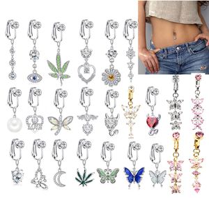 Nose Rings Studs Faux Fake Belly Butterfly Piercing Leaves Clip on Umbilical Navel Button Cartilage Earrings 230325