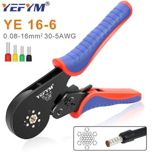 Ferrule Terminal Connectors Hexagon Crimping Pliers YE 16-6 0.08-16mm/30-5AWG Large Range Size Ratchet Electrical Tools YEFYM
