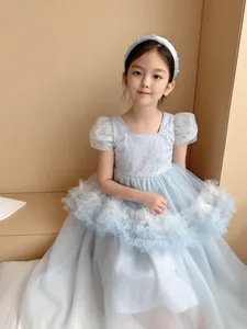 Özel stil Çocuk Kız Dantel Gelinlik çocuk resmi elbiseler Moda yaz Prenses Elbise
