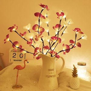 Gece Işıkları 73cm 20LEDS Simülasyon Orchid Buket Işık Dize LED Masaüstü Vazo Düğün Yeni Yıl Tatil Partisi Dekoru P230325