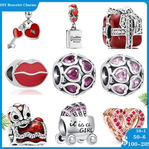 925 Siver Boncuklar Pandora Charm Bilezikler İçin Takılar Kadınlar İçin Tasarımcı Kalp Dudakları Mevcut Bebek Taşıma