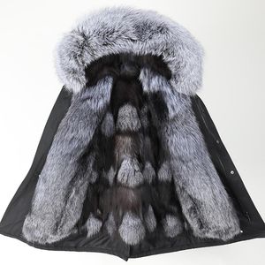 Kadın Kürk Faux 2023 Kadın Sıcak Sokak Giyim Siyah Gerçek Katlı Büyük Yaka Liner Parka Kış uzun ceket