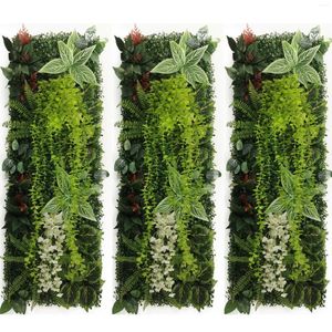 Flores decorativas 40 cm de 120 cm de parede artificial planta grama de grama maiúsculo painel decoração cerca de carpete de toque real musgo