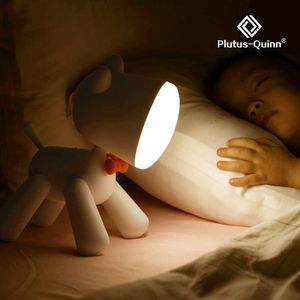 Gece Işıkları 2022 Pup Led Gece Lambası Çocuklar İçin 1200mAh Şarj Edilebilir Elk Gece Işıkları Yatak Odasında Ev İçin Parlaklık Masa Lambası P230325