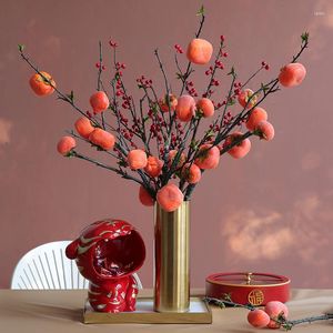 Flores decorativas do ano chinês Fruta Fruta Fake Bouquet Decoration Home Room Persimmon Dining Table