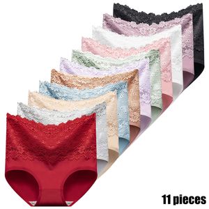 Kadın Panties 11 adet pamuk iç çamaşırı bayanlar dantel brifing büyük boyutlu yumuşak ve rahat kız iç çamaşırı satış 230325