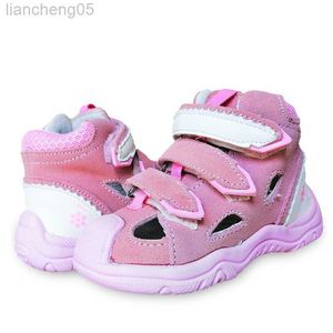 Sandalet Süper Kaliteli Yaz 1Pair Orijinal Deri Çocuklar Geri Sert Ortopedik Ayakkabılar Çocuk Kemer Destek Sandalet Gir/Erkek Bebek Sandalet W0327