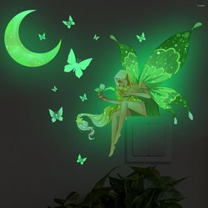 Наклейки на стены светящаяся луна -бабочка Fairy Commry Комната