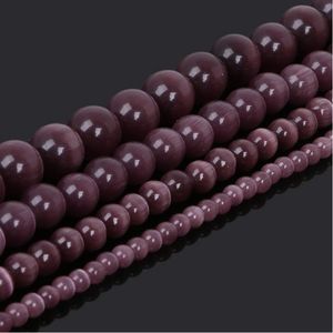 Taş 8mm Seçim Boyutu 4.6.8.10mm Pürüzsüz Mor Meksika Opal Kedileri Göz Boncukları Doğal Ara Aracı Gevşek 15.5/Strand Damla Teslimat 2 DHQP3