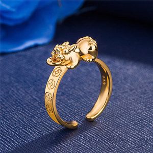 Полоса кольца китайский фэн -шуй буддийский буддийский пиксие кольцо золото регулируемые кольца для женщин Мужчины Амулет богатство