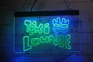 TC1413 Светодиодные стриптизки Подписывают Tiki Lounge Bar 3D гравюрный гравюрный двойной цвет бесплатный дизайн оптом розничная торговля