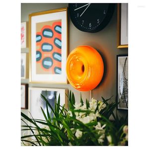 Duvar lambaları çörek turuncu dekorasyon cam lamba İskandinav yatak odası başucu çalışma kişiliği