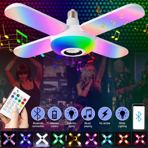 Akıllı Bluetooth LED Ampulü Katlanır Tasarımla Döküm Uzaktan Kumanda Müzik Hoparlör lambası RGB Renk Ev Partisi Dekoru için Değiştirildi
