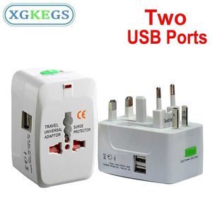 Универсальные международные международные мировые электрические розетки AC Electrical Travel 2 USB -зарядка адаптер адаптер.