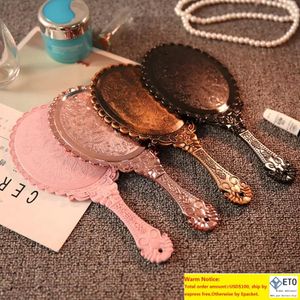 Romantic Vintage Handheld Mirror Lace Make up Mirror Portable Compact Mirrors High Quality Party Favor 4 Colors