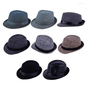 Beralar retro fedora şapkası All-maç erkekler hissetti bayanlar vintage şapka parti beyefendi sıradan stil üst kaput cosplay