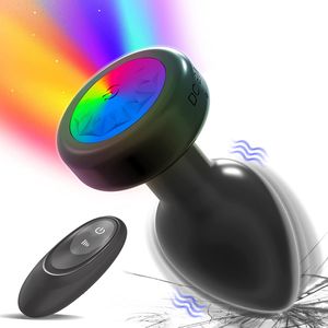 Anal oyuncaklar LED renkli ışık popo fişi kadınlar için erkekler anal fiş vibratör prostat masajı yetişkinler seks oyuncakları kablosuz uzaktan kumanda buttplug 230327