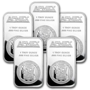 1 oz gümüş çubuk apmex 5 bar Amerika Birleşik Devletleri gümüş bar madeni para