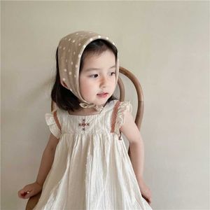 Kız Elbiseleri Kore tarzı yaz elbisesi Bebek kızı parlama kolları bej turuncu kare yaka diz boyu prenses elbise çocuk giyim E3100