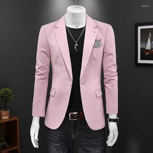 Мужские костюмы 2023 Весеннее повседневное костюм мужская красивая розовая куртка бизнес-профессиональная одежда банкета