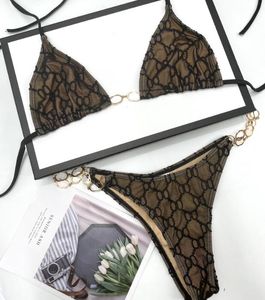 Women's High-End Lace Bikini Set with Alphabet Embroidery