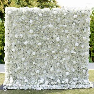 Flores decorativas 5d Branca branca Babysbreath pano Rollo Up Flower Wall Fabric Cenário Decoração de Curta