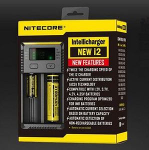 Оригинальное зарядное устройство Nitecore, новое зарядное устройство I2, аккумулятор с ЖК-дисплеем, интеллектуальная зарядка с двумя слотами для универсальной литий-ионной батареи IMR 16340, 18650, 14500, 26650, 20700, 21700