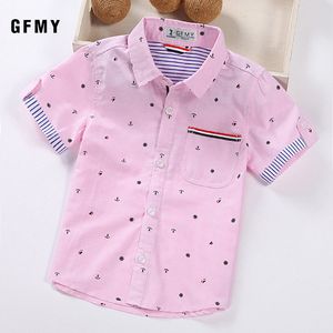 Kids Shirts GFMY Selling Childrens Shirts Casual Cotton Short Sleeve Boys Shirts 214 Years Ribbon Decorative Baby Shirts 230329