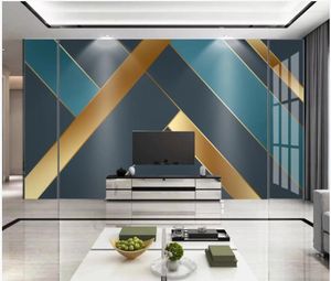 Papéis de parede wdbh personalizado po 3d papel de parede moderno luz luxuoso geometria dourada na sala de estar decoração de murais de parede para paredes 3 d