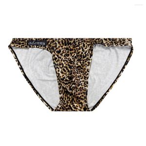 Unterhose Sexy Leopard Briefs Herren Low-Rise Bulge Pouch Unterwäsche Atmungsaktive Bikinihose Weiches Nylonhöschen Herrenschlüpfer