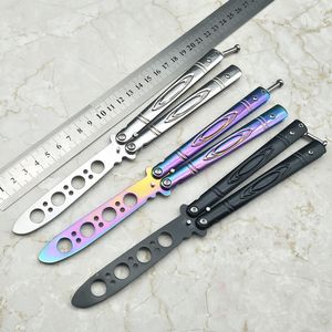 Sessiz paslanmaz çelik katlanır bıçak kelebek eğitim bıçağı açık metal pratik bıçak künt aracı balisong eğitmen