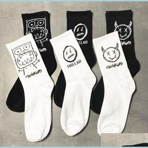 Gaiters Men Socks Japanese Cotton Cartoon Pattern Hip Hop Style Breathable Mid Tube Skateboard Soft Long Sock For Drop Delivery Shoe Dhkpq