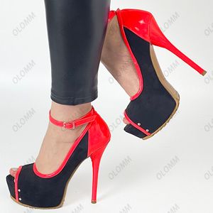 Olomm New Women Platform Pumps щипа лодыжка из искусственные замшевые каблуки с стилевыми каблуками Peep Toe Beautif